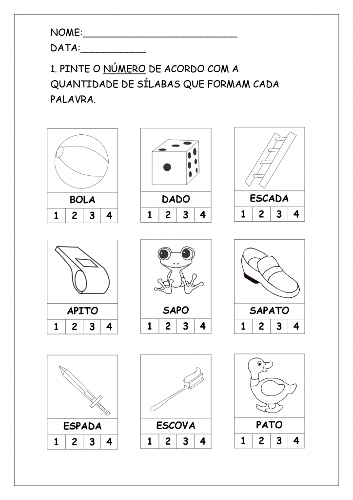 atividades primeiro ano com silabas simples