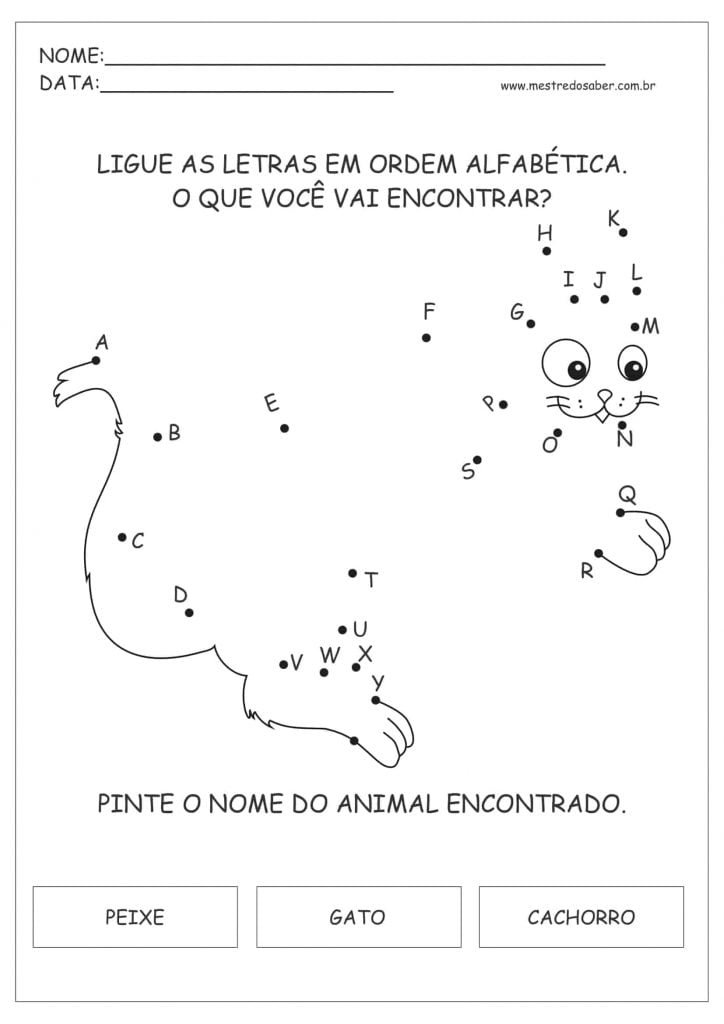 ligar as letras em ordem alfabetica