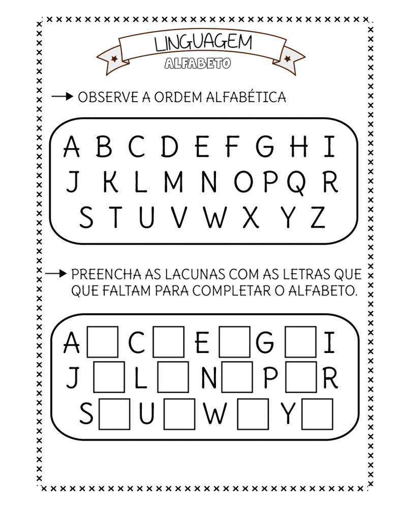 observe e complete o alfabeto