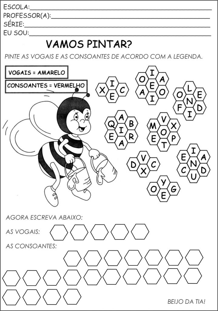 pintar vogais e consoantes