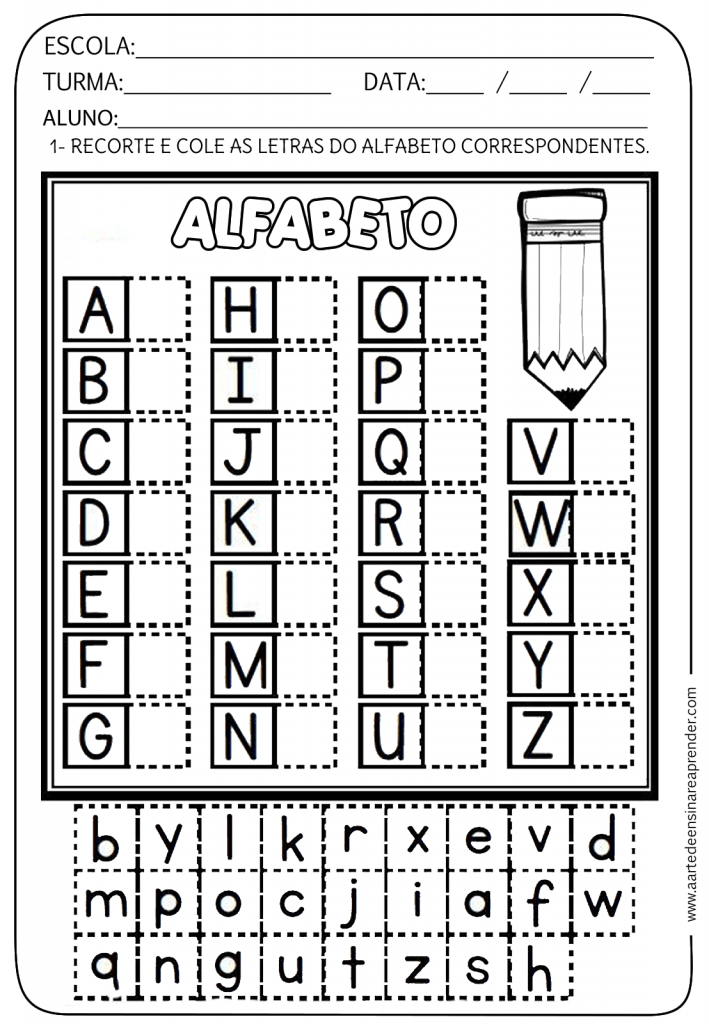recortar as letras do alfabeto minusculas e maiusculas