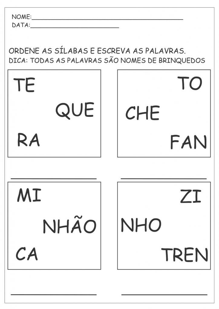 silabas de brinquedos