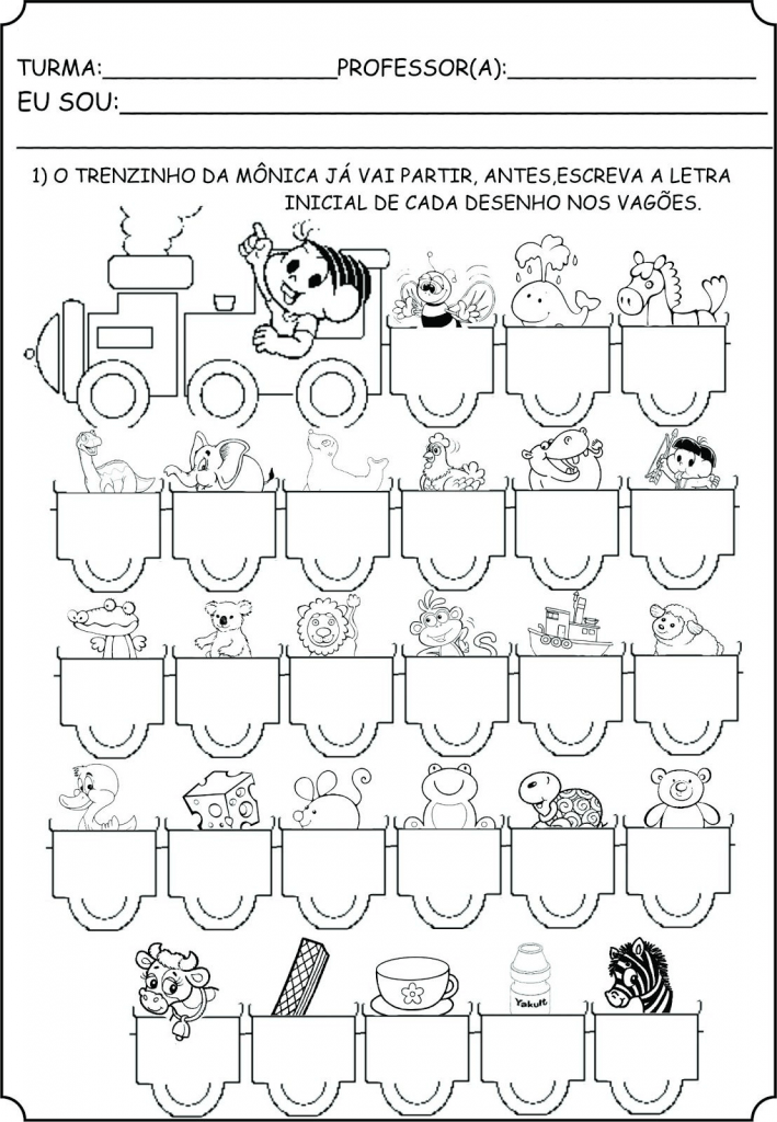 trenzinho da monica alfabeto