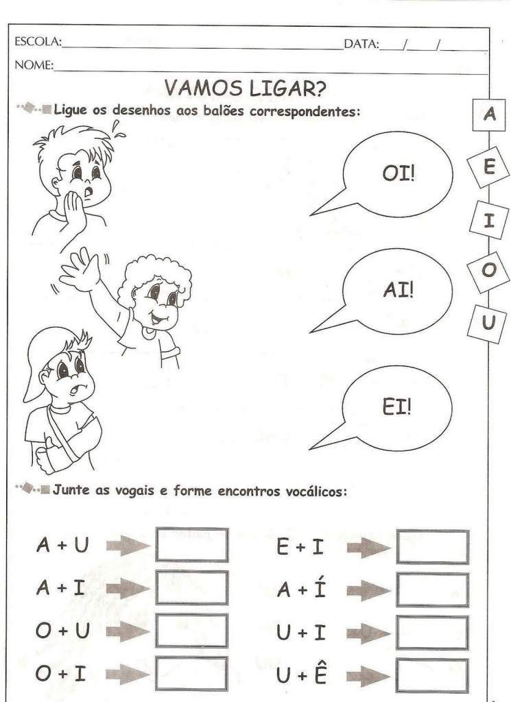 vogais atividades 1º ano do ensino fundamental