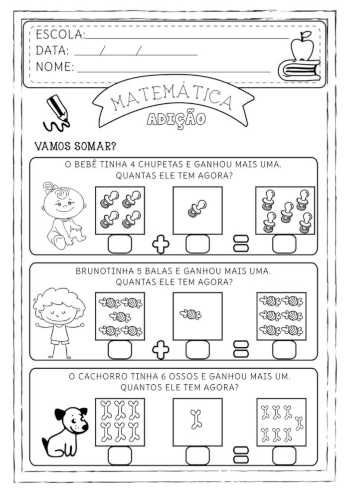 atividade de contar e somar desenhos